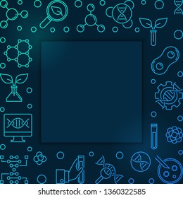 Biotechnolgy vector colorful square frame or illustration in outline style on dark background