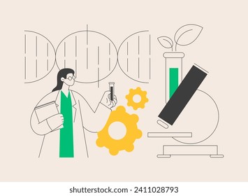 Biotechnology abstract concept vector illustration. Biological science, biotech company, bioengineering industry, genome engineer, biotechnology equipment, laboratory research abstract metaphor.