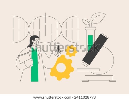 Biotechnology abstract concept vector illustration. Biological science, biotech company, bioengineering industry, genome engineer, biotechnology equipment, laboratory research abstract metaphor.