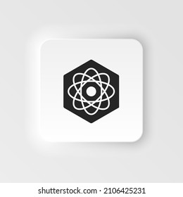 Biotechnology, Atom. Bioengineering Neumorphic Style Vector Icon. Biotechnology For Health, Researching. Molecular Biology, Biomedical And Molecular Engineering Neumorphism, Neumorphic Style Icon