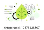 Biotechnology. Bio sciences and digital research. Infographic banner. Flat graphics. Vector file.
