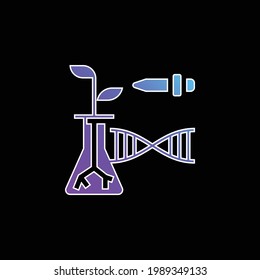 Icono de vector de gradiente azul de biotecnología