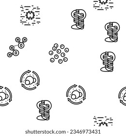 biotechnology chemistry science vector seamless pattern thin line illustration