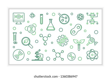 Biotechnology concept linear banner. Vector Biotech creative horizontal illustration in outline style