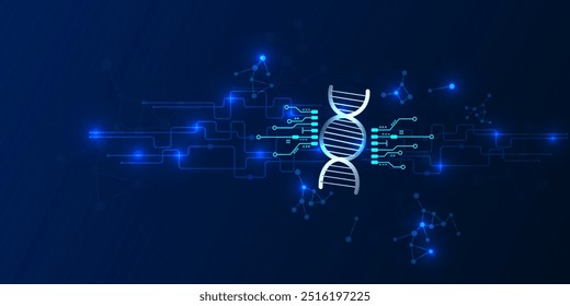 Concepto de biotecnología, investigación, desarrollo, innovación, avance de soluciones inteligentes de tecnología digital. icono de biotecnología en pantalla virtual.