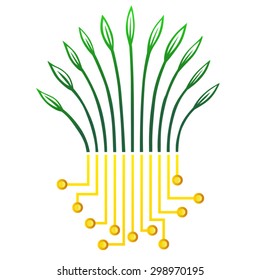 Biotechnology IT concept vector plants 