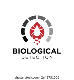 Biotechnology detection logo with red pathogen icon and circular diagnostic radar symbol