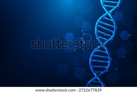 biotechnology dna genetic poly wireframe blue background. science dna chromosome identity technology. vector illustration fantastic technology. 