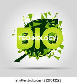 Biotechnologie - grünes Blatt. Symboldesign. Grüne Energie. Bio entwickelt sich. Isoliertes Objekt. Vektorgrafik.
