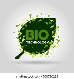 Biotechnology - green leaf. Icon Design. Green energy. Bio develop. Isolated Object. Vector Illustration.