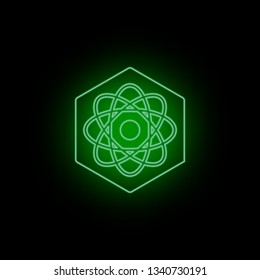 Biotechnology, icon, atom, neon .Biotechnology and Science, Chemical laboratory. Can be used for infographic and presendation - Vector icon