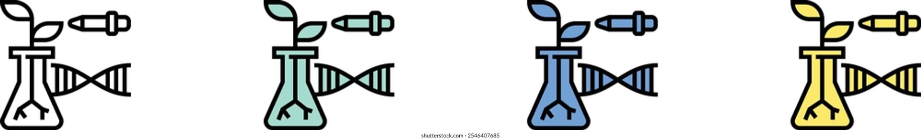 biotechnology icon. Outline, Green, Blue and Yellow Style Design Isolated On White Background