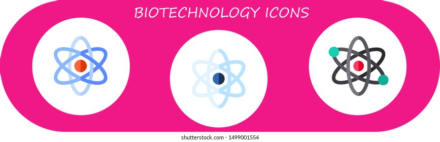 biotechnology icon set. 3 flat biotechnology icons.  Simple modern icons about  - atom