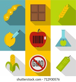 Biotechnology icon set. Flat style set of 9 biotechnology vector icons for web design