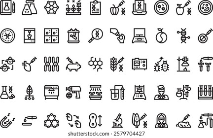 Biotechnology icons High-Quality Vector Icons Collection with Editable Stroke. Ideal for Professional and Creative Projects