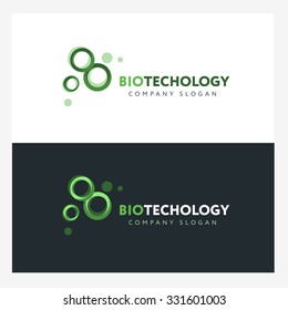 Biotechnology Logo Design Template With Abstract Green Cells. Science Company Badge Concept