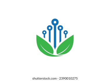 Diseño de logotipo de molécula de biotecnología, plantilla de diseño de vectores