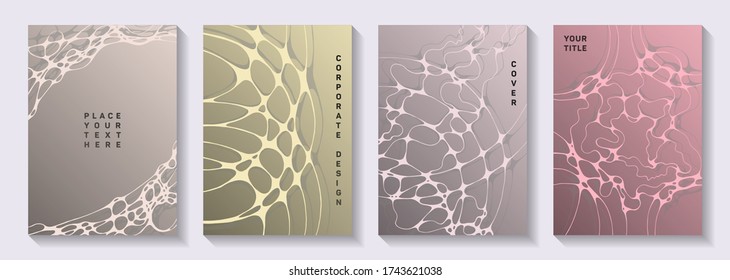 Biotechnologie und Neurowissenschaftsvektor decken mit der Struktur der Neuronen Zellen ab. Überlagernde Wellen spalten Texturen. Flachbanner Vektorvorlagen. Der Bericht über die Laborforschung deckt ab.