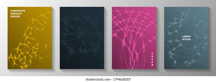 Biotechnologie und neurowissenschaftliche Vektorgrafiken decken sich mit der Struktur der Neuronen-Zellen. Überlagernde Wellen mischen Texturen. Vivide Notebook-Vektorgrafik-Vorlagen. Anatomie, Biologie, Medizin bedeckt.