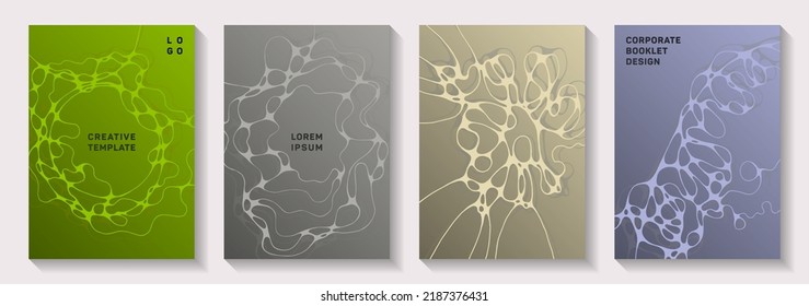 Biotechnologie und neurowissenschaftliche Vektorgrafiken decken sich mit der Struktur der Neuronen-Zellen. Dynamische Wellen Netzwerk Texturen. Abstrakte Magazin-Vektorgrafiken-Layouts. Der Bericht über die Laborforschung deckt das ab.