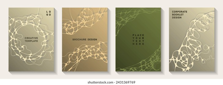 Vektor aus Biotechnologie und Neurowissenschaften bedeckt Neuronenzellen. Kritzelkurvenlinien-Netzhintergründe. Futuristische Banner-Vektor-Vorlagen. In: Chemistry or Physics Covers.
