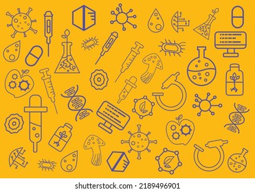 biotechnology outline doodle background .science lab pattern 