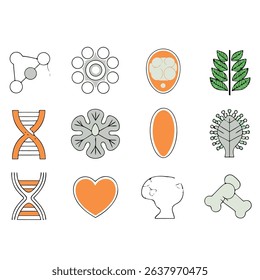 Biotechnology Postal and Digital Mail modern icons set. 