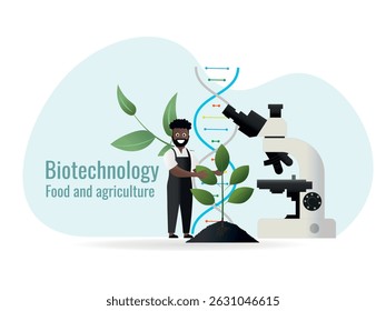Biotechnology research in food and agriculture improving crops with genetic engineering for sustainable farming practices