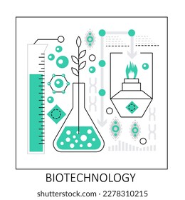 Biotechnology science. Biomedical research laboratory, biotech experiment vector illustration