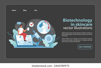 Biotechnology in skincare illustration. Merging cellular research with beauty regimes. Innovating for tailored skincare solutions. Vector illustration.