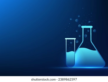 Biotechnology Test tube and beaker, molecular structure on the back It represents research and experimentation to create products that are beneficial to humans.