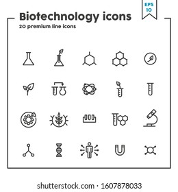 Biotechnology thin line icon. Concept of new technologies. Vector illustration symbol elements for web design and apps