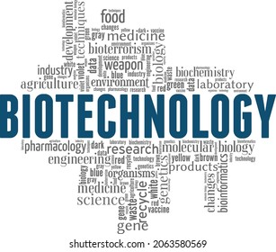 Ilustración vectorial de la biotecnología nube de palabras aislada en fondo blanco.