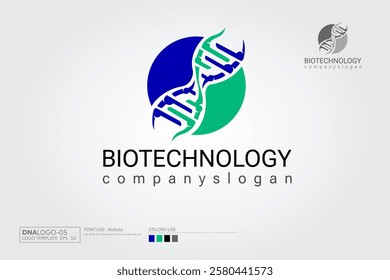 Biotechnology Vector Logo Template. Biotechnology molecular concept, dna, human chromosome vector elements. Laboratory or clinic futuristic medicine, company isolated logo.