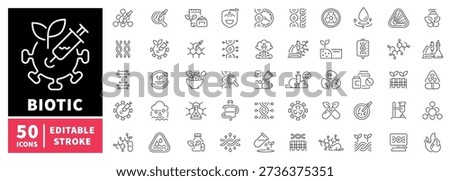 Biotic editable line icons set. linear and outline biology symbols