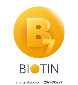 Biotin 3D Icon - Vitamin B7 As Dietary Food Supplement