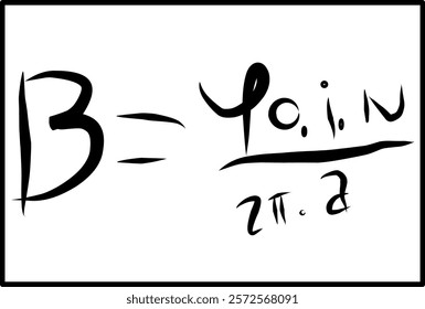 Biot-Savart's law physics formula, an equation for determining magnetic induction around a long straight wire