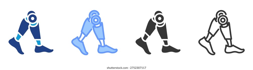 Bipedal Motion icon set multiple style collection