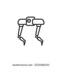 Bipedal Robot line icon. linear style sign for mobile concept and web design. Two legged robot with scanner outline vector icon. Symbol, logo illustration. Vector graphics