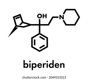 Biperiden Parkinson's disease drug molecule. Skeletal formula.