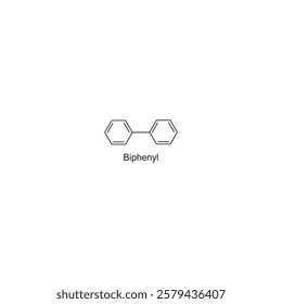 Biphenyl skeletal structure.Hydrocarbon compound schematic illustration. Simple diagram, chemical structure.