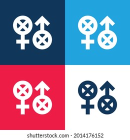Biphobia blue and red four color minimal icon set