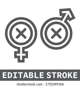 Biphobia line icon, lgbt and pride, discrimination sign vector graphics, editable stroke linear icon, eps 10