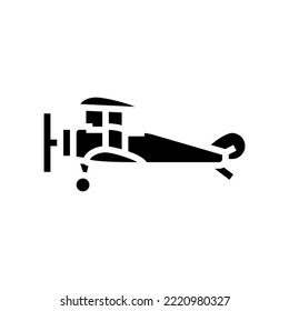 biplane airplane aircraft glyph icon vector. biplane airplane aircraft sign. isolated symbol illustration