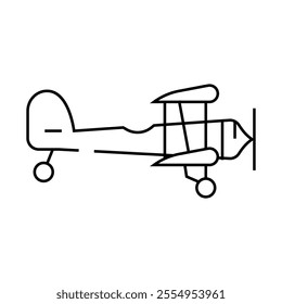 biplane airplane aircraft line icon vector. biplane airplane aircraft sign. isolated contour symbol black illustration