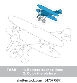 Biplane to be traced. Vector trace game.