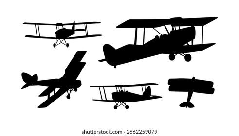 Biplane Cessna Vector on Black Colour