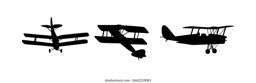 Biplane Cessna Vector on Black Colour