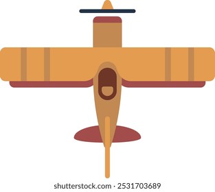 Biplane color icon. Retro plane top view