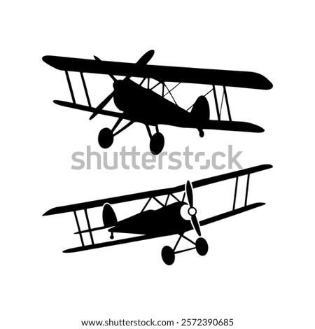 Biplane flying silhouette vector illustration design on white background.